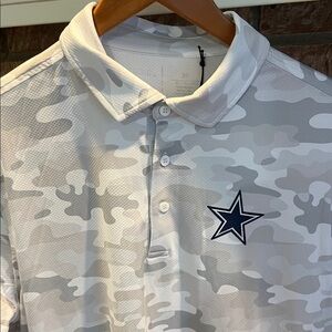 Antigua Men's Dallas Cowboys Camouflage Polo Shirt - White and Gray